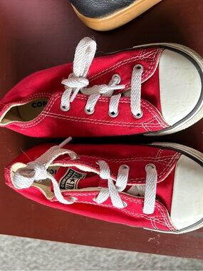 Converse Red Canvas Kids Sneakers with White Laces